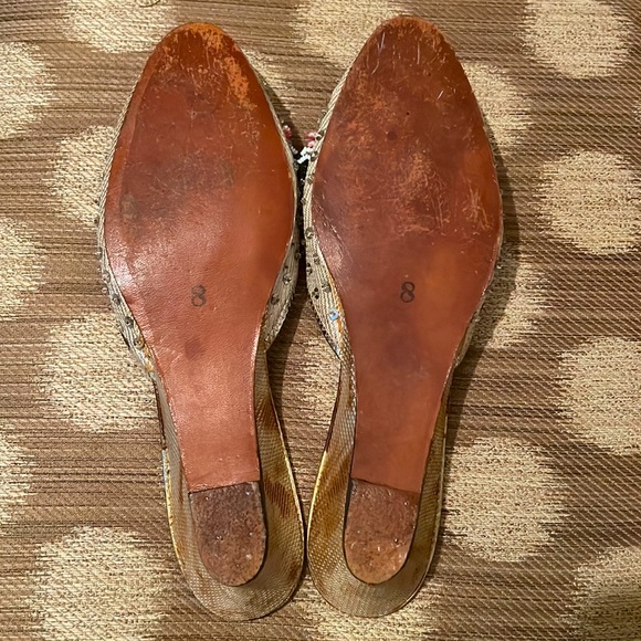 Vintage Hong Kong boudoir embellished beaded floral silver mini wedge mules 8 - Picture 9 of 9